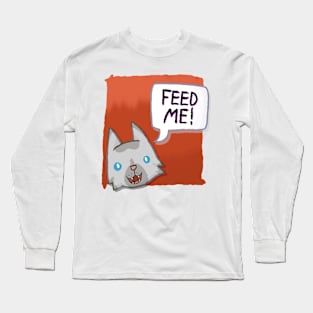 Feed Me! [Lynx Point Cat With A Red Background] Long Sleeve T-Shirt